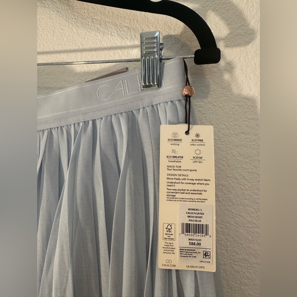 CALIA by Carrie Underwood Light Blue Pleated Tennis Skort - Picture 6 of 8